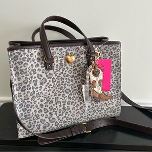 Betsey Johnson Leopard Print Tote Bag Brown NWT